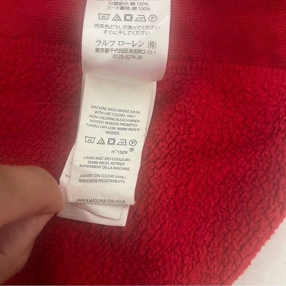 POLO RALPH LAUREN Blue Label Fleece Full Zip Hoodie Red Men Medium EUC Heavy - Picture 7 of 14